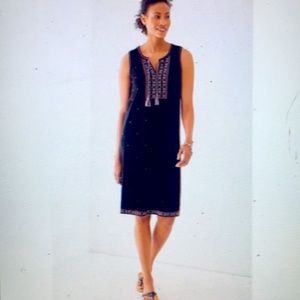 J Jill Embroidered Sleeveless Knit Dress